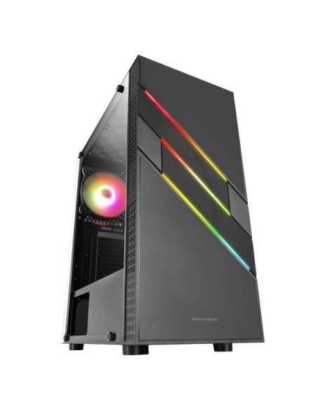 ÷ Caja atx semitorre gaming mars gaming mc-u3 xl black frontal argb con ventilador trasero sincronizad