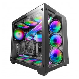 ÷ Caja e-atx torre gaming mars gaming mcv3 black xxl premium custom doble ventana de cristal templado