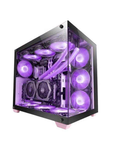 ÷ Caja e-atx torre gaming mars gaming mcv4 pink xxl premium custom doble ventana de cristal templado c