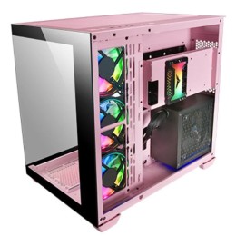 ÷ Caja e-atx torre gaming mars gaming mcv4 pink xxl premium custom doble ventana de cristal templado c