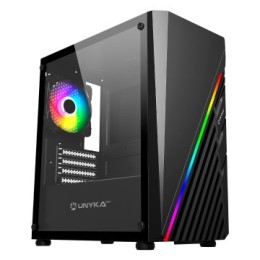 ÷ Caja micro atx gaming unyka mini glayze led frontal argb cristal lateral templado