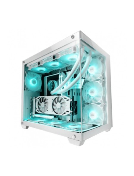 ÷ Caja e-atx torre gaming mars gaming mcv4 white xxl premium custom doble ventana de cristal templado