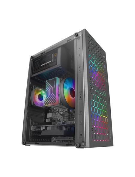 ÷ Caja microatx gaming mars gaming mc-core black frontal metal-mesh con 2 ventiladores frgb 120mm vent