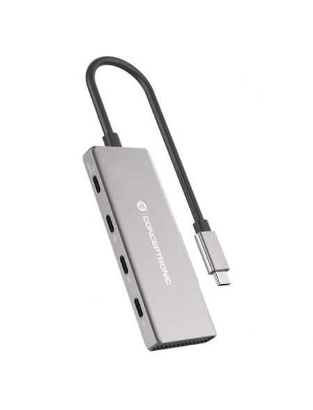 ÷ Hub usb 3.2 conceptronic hubbies16g 4-port usb 3.2 gen 2 hub, 10gbps, usb-c x 4, 100w usb pd, alumin